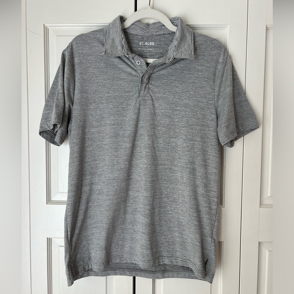 Grey Striped Sports Polo - size M - Picture 1 of 6